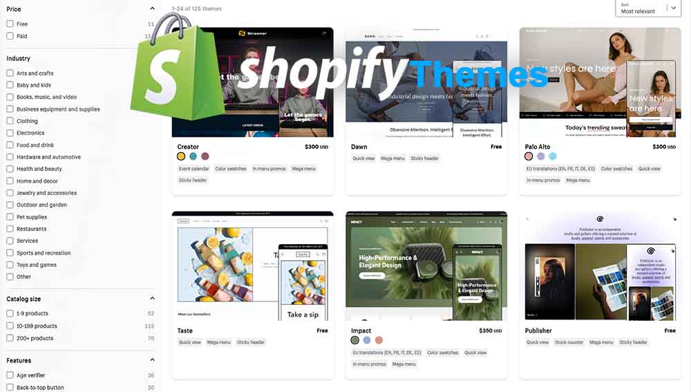 Available Shopify themes